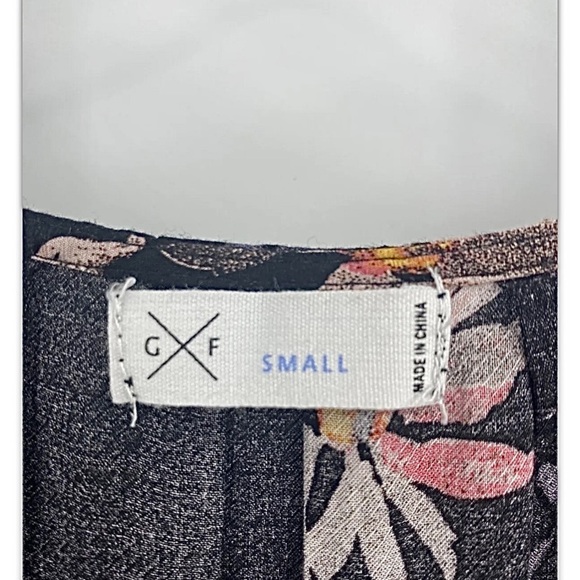 Gentle Fawn GF Floral Peach Pink Purple on Black Loose Tank with Baby Buttons S - Picture 5 of 6